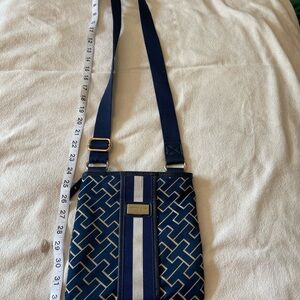 Tommy Hilfiger crossbody bag 32 inches long with adjustable strap blue & white